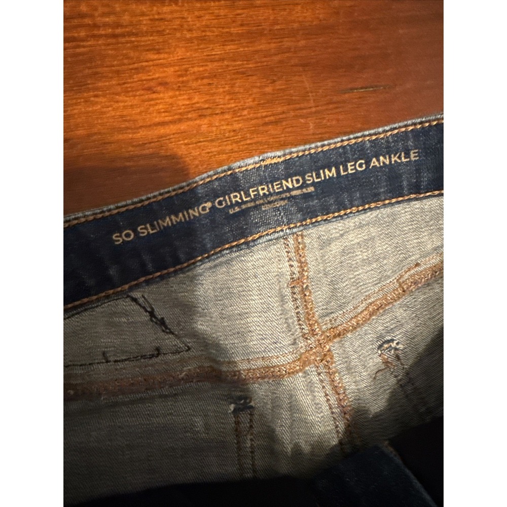 Chico's So Slimming Girlfriend Jeans 0.5R US 6 Patchwork Slim Ankle Blue - Picture 4 of 10